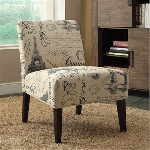 ACME Furniture Reece Fabric Accent Chair in Beige and Espresso