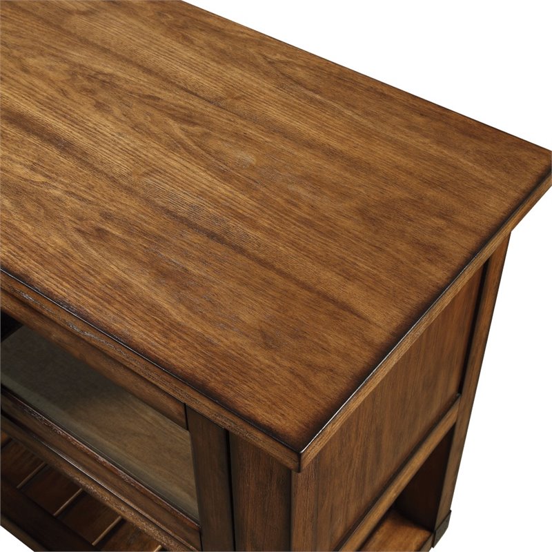 ACME Kadri 2-Drawer Wooden Kitchen Cart with Bottom Shelf in Distress Chestnut