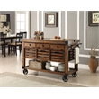 ACME Kaif 3-Drawer Wooden Kitchen Cart with 3 Baskets in Distress Chestnut