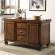 ACME Kabili 3-Drawer Wooden Kitchen Cart in Antique Tobacco