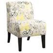 ACME Ollano Fabric Accent Chair with Bike Pattern in Beige and Dark Brown