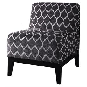 ACME Hinte Chenille Upholstery Armless Accent Chair in Dark Blue and Dark Brown
