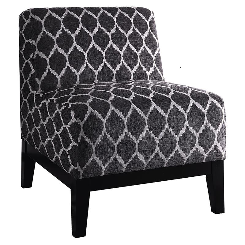 ACME Hinte Chenille Upholstery Armless Accent Chair in Dark Blue and Dark Brown