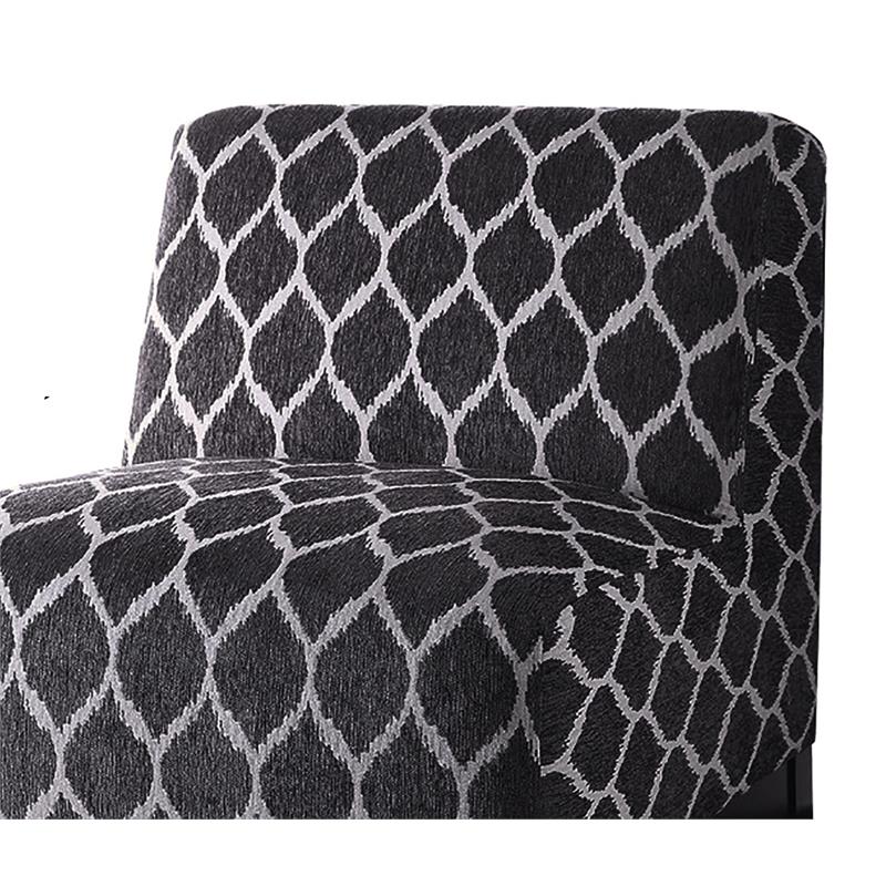 ACME Hinte Chenille Upholstery Armless Accent Chair in Dark Blue and Dark Brown