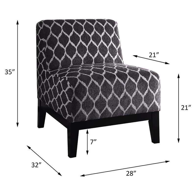 ACME Hinte Chenille Upholstery Armless Accent Chair in Dark Blue and Dark Brown