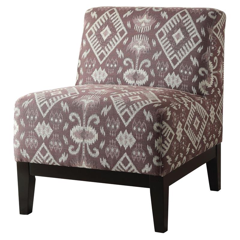 ACME Hinte Chenille Accent Chair in Multi-Color and Dark Brown
