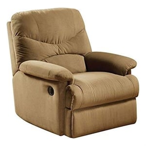 acme arcadia wood glider recliner in brown