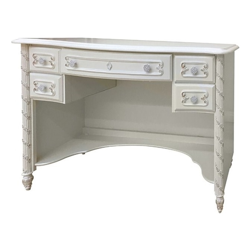 Acme Pearl Computer Desk In White And Gold 01017 Acme Pearl Computer Desk In White And Gold