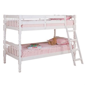 acme homestead twin over twin bunk bed in white