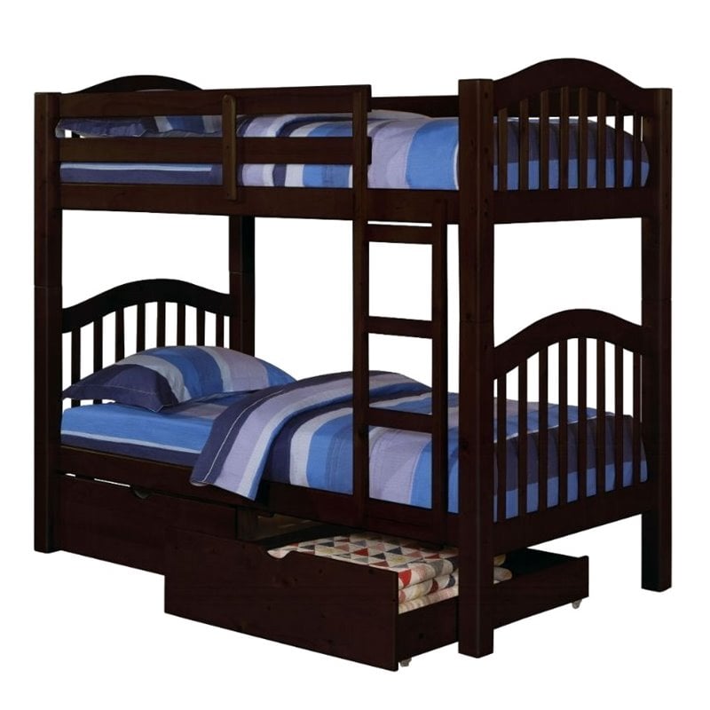 ACME Heartland Twin over Twin Wooden Bunk Bed in Espresso
