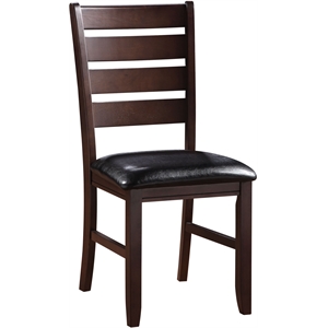 acme urbana faux leather dining side chair in black and cherry (set of 2)