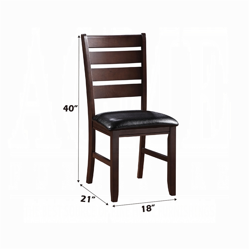ACME Urbana Faux Leather Dining Side Chair in Black and Cherry (Set of 2)