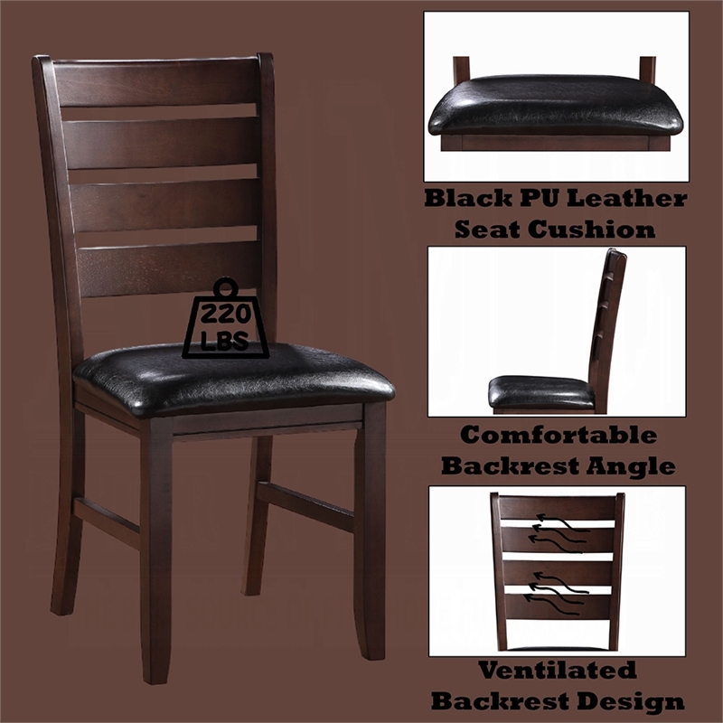 ACME Urbana Faux Leather Dining Side Chair in Black and Cherry (Set of 2)