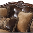 ACME Dreena Rolled Arm Upholstered Faux Leather Sofa with 5 Pillows in Brown