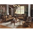 ACME Dreena Rolled Arm Upholstered Loveseat with 3 Pillows in Brown Faux Leather