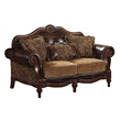 ACME Dreena Rolled Arm Upholstered Loveseat with 3 Pillows in Brown Faux Leather