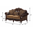 ACME Dreena Rolled Arm Upholstered Loveseat with 3 Pillows in Brown Faux Leather