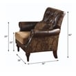 ACME Dreena Rolled Arm Upholstered Chair with 1 Pillow in Brown Faux Leather