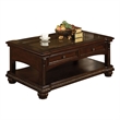 ACME Anondale Glass Top Coffee Table with Bottom Shelf in Cherry