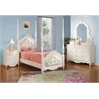 ACME Pearl Wooden Tufted Upholstered Twin Poster Bed in Pearl White