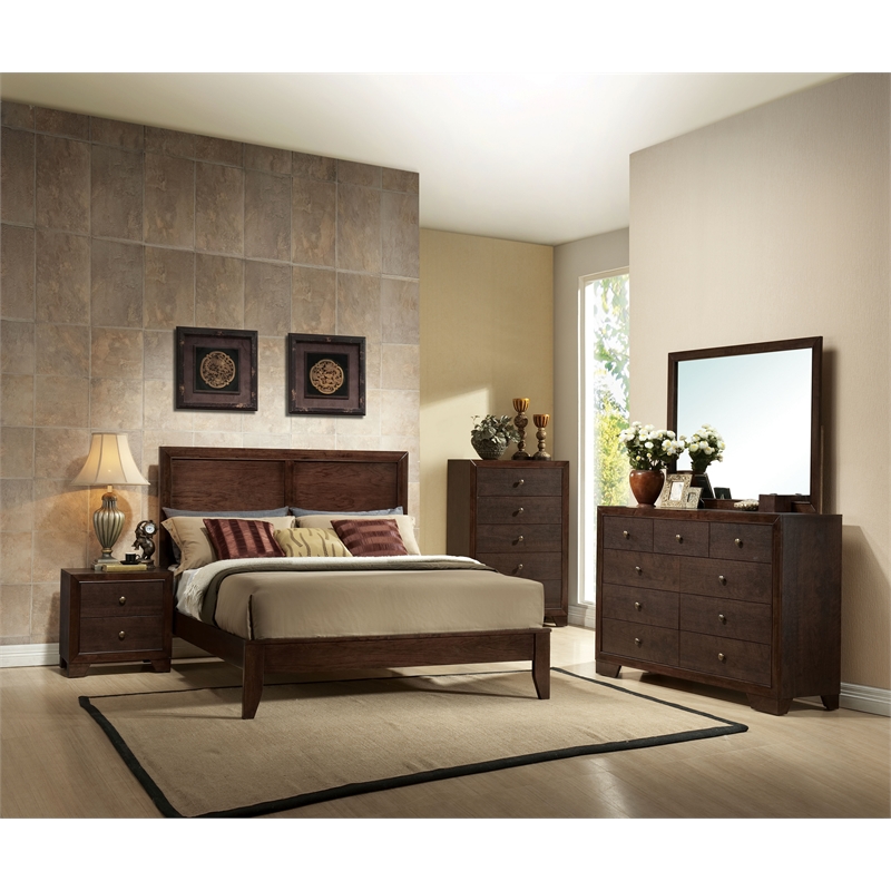 ACME Madison Queen Wooden Panel Bed in Espresso