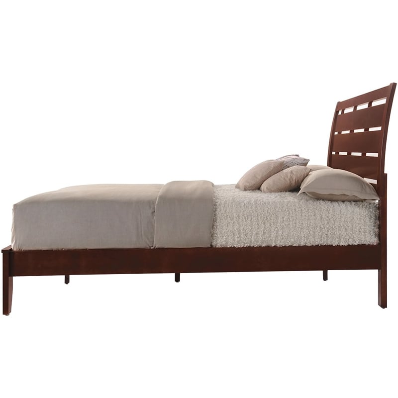 ACME Ilana King Wood Plank Headboard Panel Bed in Brown Cherry