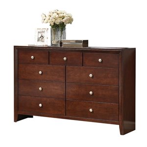 acme ilana 9 drawer dresser in brown cherry