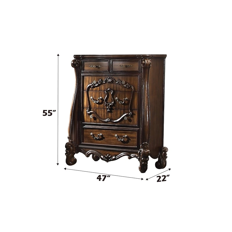ACME Versailles 5 Drawer Wood Chest in Cherry Oak