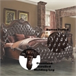 ACME Versailles Tufted Upholstered King Panel Bed in Dark Brown and Cherry Oak