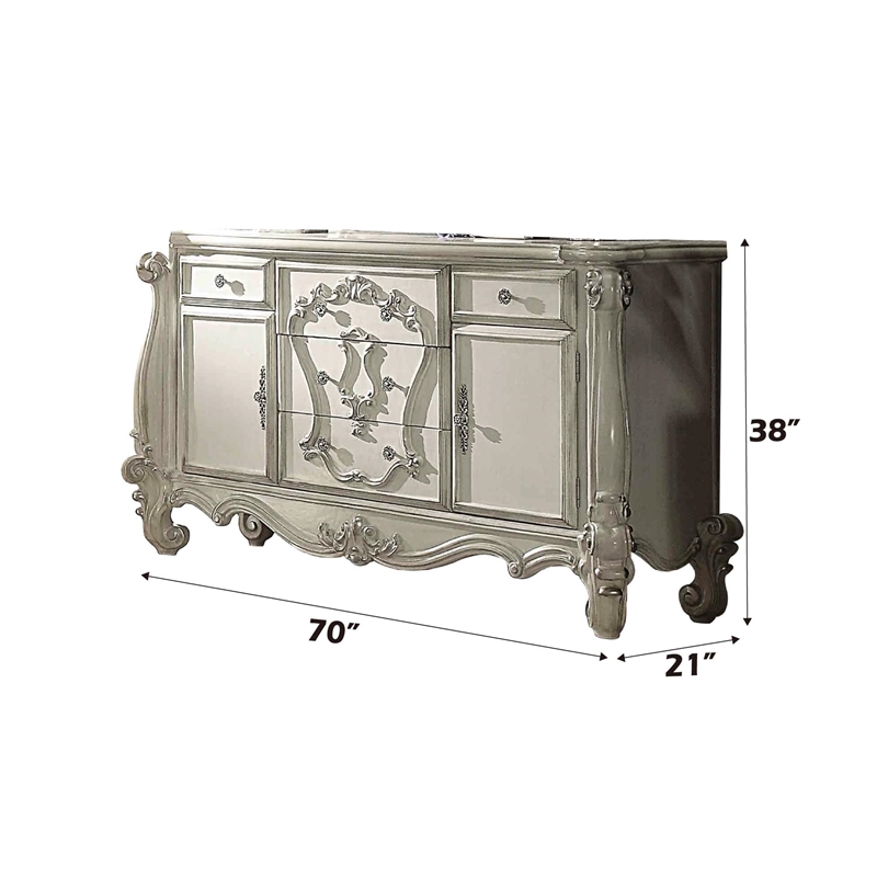 ACME Versailles Wooden 5 Drawer Dresser in Bone and White