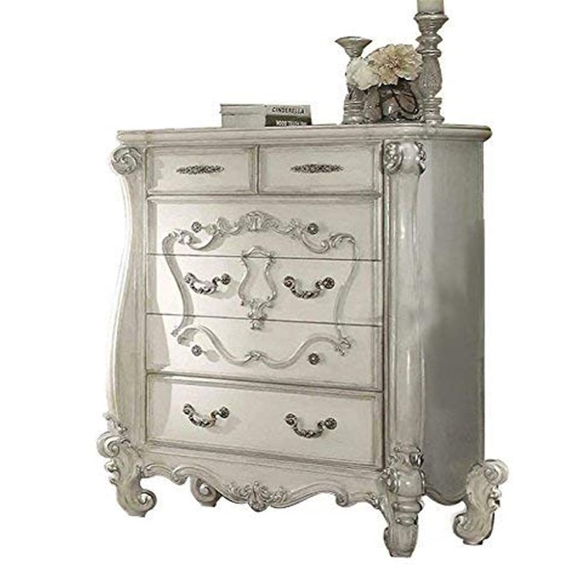 ACME Versailles 5 Drawer Chest in Bone and White