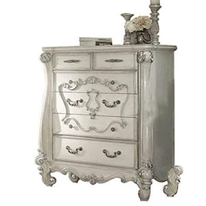 ACME Versailles 5 Drawer Chest in Bone and White