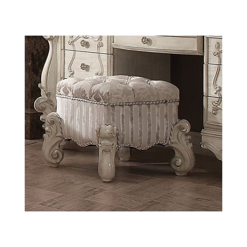 ACME Versailles Vanity Stool in Bone and White