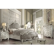 ACME Versailles Tufted California King Panel Bed in Vintage Gray and Bone White