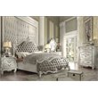ACME Versailles Tufted Queen Wings Panel Bed in Vintage Gray and Bone White