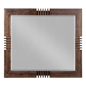 ACME Andria Rectangular Beveled Bedroom Mirror in Reclaimed Oak Wood