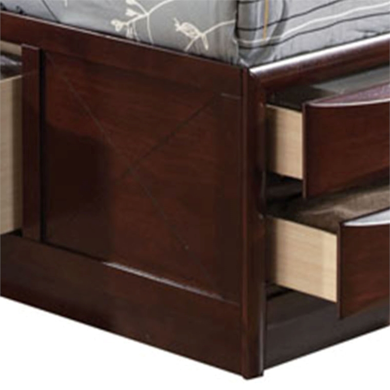 ACME Ireland Full Wood Platform Bed with Storage Drawers in Espresso
