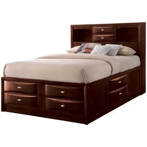 ACME Ireland Full Wood Platform Bed with Storage Drawers in Espresso