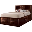 ACME Ireland Full Wood Platform Bed with Storage Drawers in Espresso