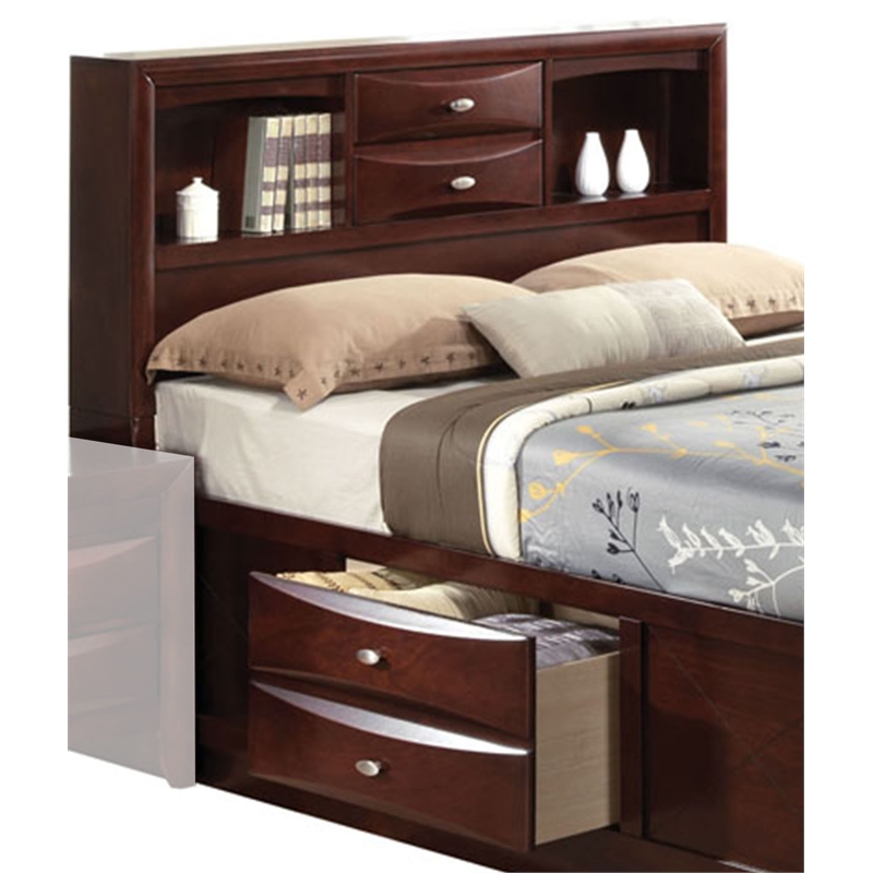 ACME Ireland Full Wood Platform Bed with Storage Drawers in Espresso