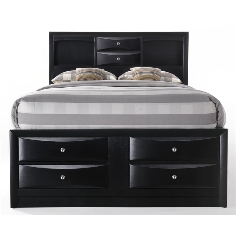 ACME Ireland Full Wood Platform Bed with Storage Drawer in Black