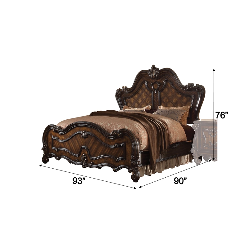 ACME Versailles King Wooden Panel Bed in Cherry Oak