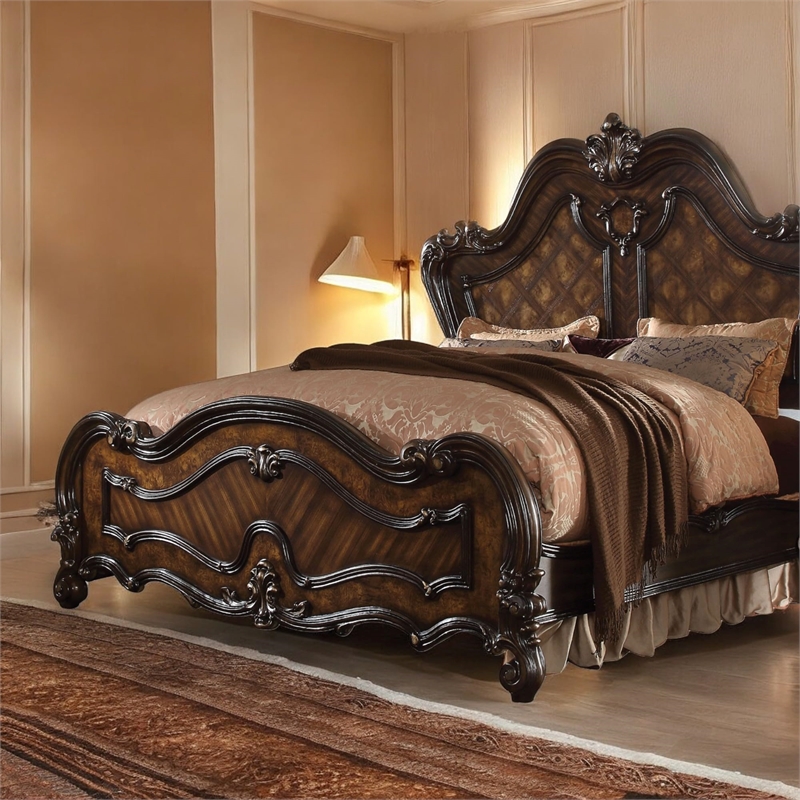 ACME Versailles King Wooden Panel Bed in Cherry Oak