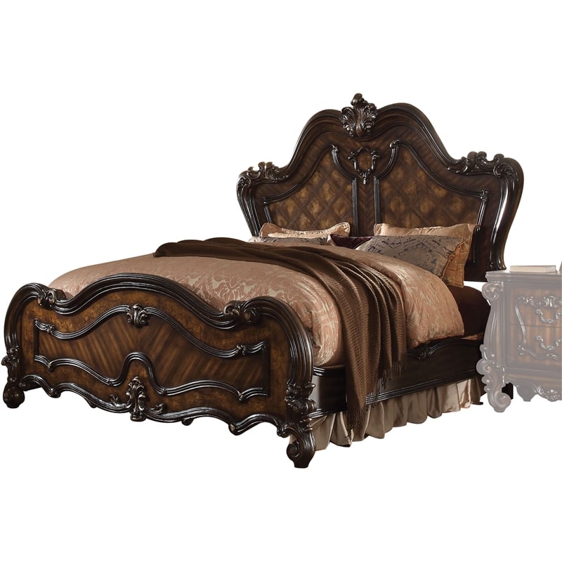 ACME Versailles Arched Headboard Wood Queen Panel Bed in Cherry Oak