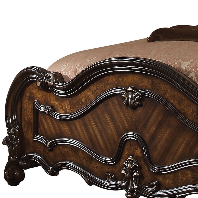 ACME Versailles Arched Headboard Wood Queen Panel Bed in Cherry Oak