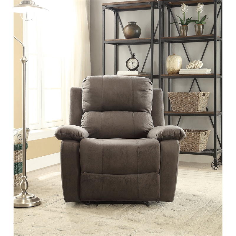 ACME Bina Microfiber Motion Recliner with Pillow Top Amrest in Charcoal