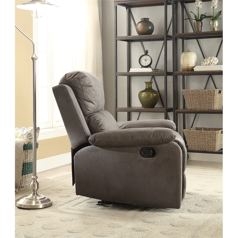 ACME Bina Microfiber Motion Recliner with Pillow Top Amrest in Charcoal