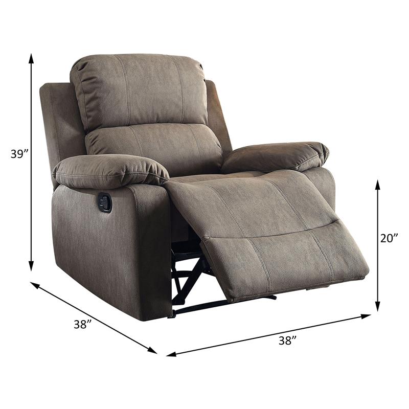 ACME Bina Motion Recliner with Pillow Top Armrest in Taupe Microfiber