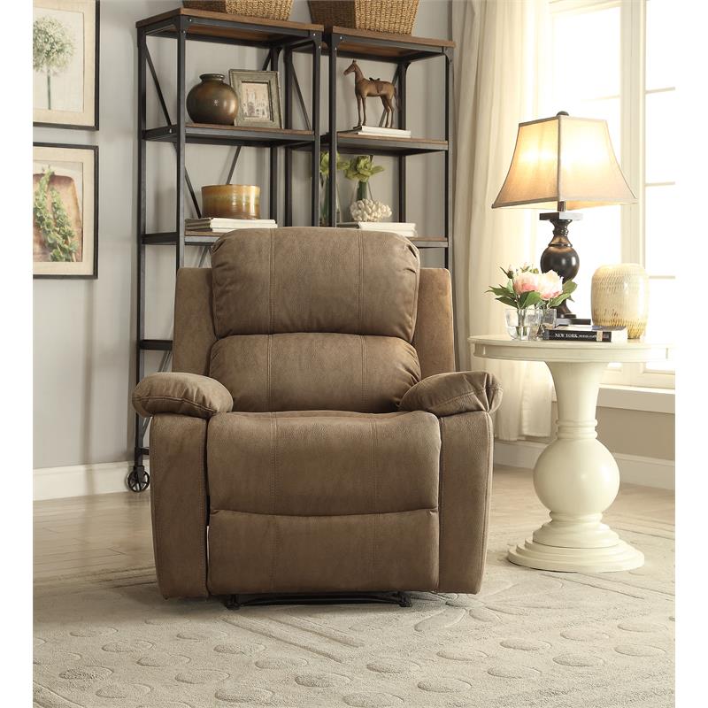 ACME Bina Motion Recliner with Pillow Top Armrest in Taupe Microfiber