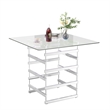 ACME Nadie Square Glass Top Pub Table in Clear and Chrome